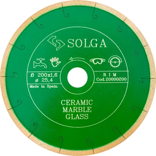 Диск алмазный СОЛГА ДИАМАНТ (Solga Diamant) КЕРАМИКА МРАМОР (CERAMICS MARBLE) сплошной по керамике и мрамору 200х25,4 мм (20000200)