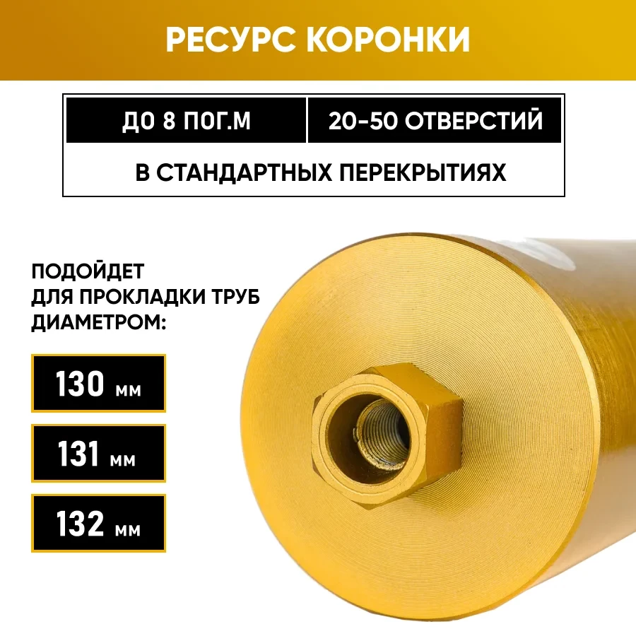 Коронка алмазная М22 132х350 по бетону Golden Dragon